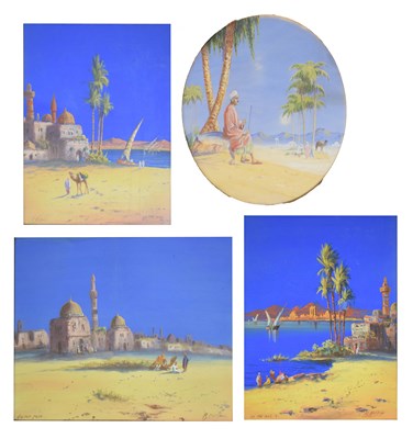 Lot 650 - Three Egyptian studies by Rappini, plus a similar circular example