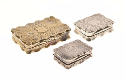 Lot 155 - Three Victorian silver vinaigrettes