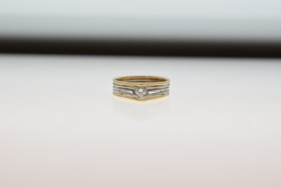 Lot 3 - Modern solitaire diamond 18ct white and yellow gold ring