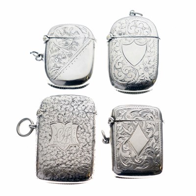 Lot 170 - Four Victorian / Edwardian silver vesta cases