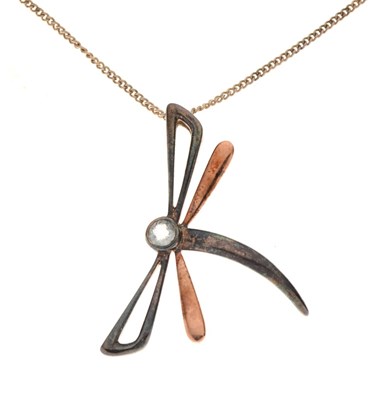 Lot 82 - Clogau Welsh silver and rose gold damselfly pendant
