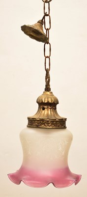 Lot 263 - Cranberry and frosted glass lampshade