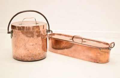 Lot 256 - Large copper fish or salmon kettle, etc