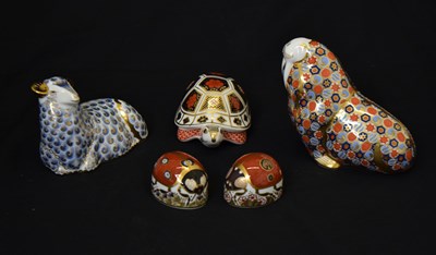 Lot 515 - Five Royal Crown Derby animal paperweights