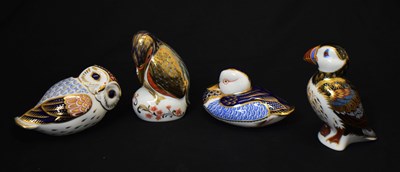 Lot 518 - Four Royal Crown Derby bird paperweights