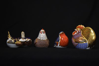 Lot 519 - Five Royal Crown Derby bird paperweights