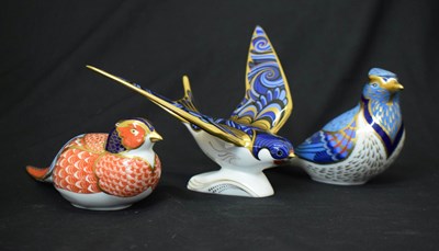 Lot 521 - Three Royal Crown Derby bird paperweights