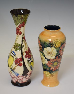 Lot 505 - Moorcroft - Two vases, 'Victoriana' and 'Blue Tit' pattern
