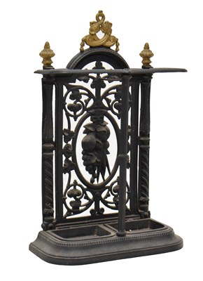 Lot 780 - Late 19th century cast iron stick stand of two-divisions