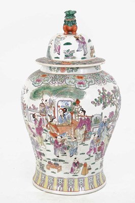 Lot 559 - Chinese Republican period Canton Famille rose urn and cover