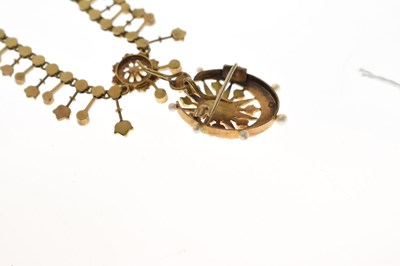 Lot 39 - Late Victorian seed pearl yellow metal pendant necklace