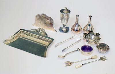 Lot 169 - Quantity of silver and white-metal items, and a chrome-plated menu holder, etc