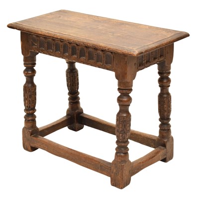 Lot 756 - 17th century style oak 'joynt' stool, circa 1900