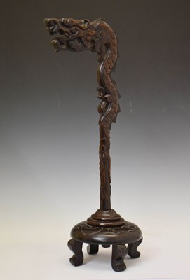 Lot 563 - Carved Chinese dragon lamp stand