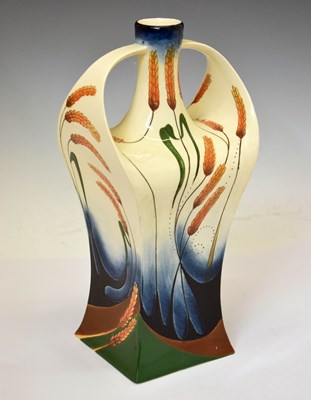 Lot 509 - Black Ryden Pottery - Twin handled vase