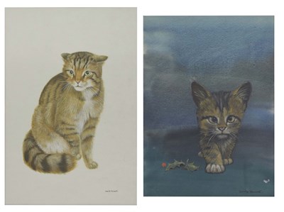 Lot 664 - David Blake (1904 Arts, formarly Bristol Savages) - Two gouache cat studies