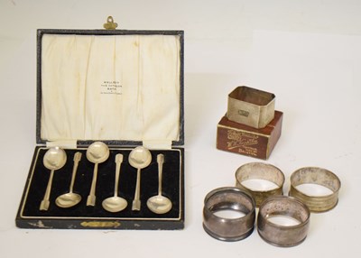 Lot 158 - Set of six George V silver demi tasse coffee spoons, etc