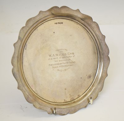 Lot 178 - George VI silver salver with engraved World War II / Bristol interest presentation engraving