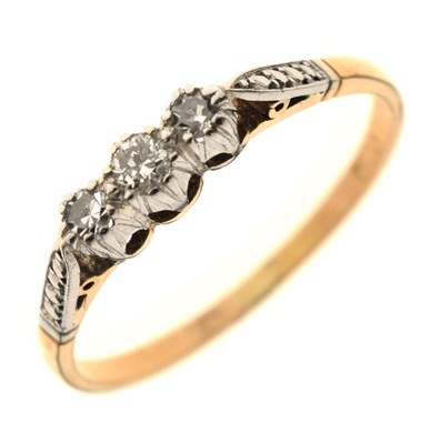 Lot 11 - Diamond three-stone ring, stamped Plat and 18ct