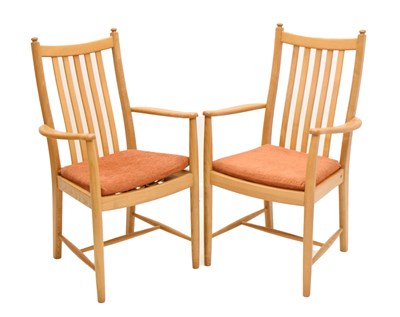 Lot 789 - Ercol - Pair of Windsor Penn ash elbow chairs