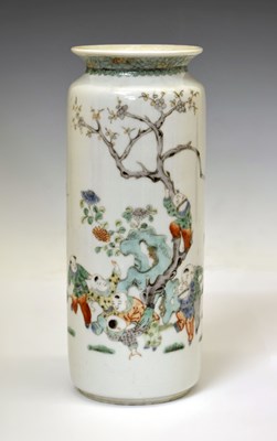 Lot 217 - Chinese Famille Verte porcelain 'rolwagen' vase