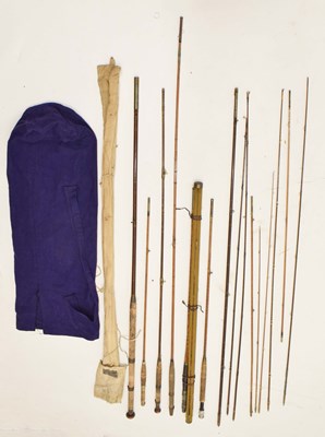 Lot 348 - Collection of vintage split cane rods to include Cummins, Hardy's, Alcott, etc