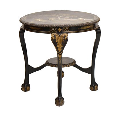 Lot 772 - Early 20th century black lacquered Chinoiserie occasional table