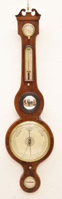Lot 720 - Mid 19th century inlaid mahogany wheel barometer - G. Rossi, Liskeard (Cornwall)