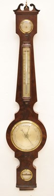 Lot 722 - Early to mid 19th century mahogany wheel barometer, Steffenoni, Leather Lane