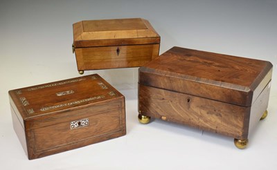 Lot 244 - Three mid 19th century sewing boxes