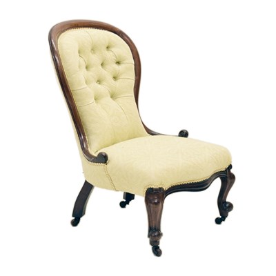 Lot 757 - Victorian walnut framed deep button back nursing chair