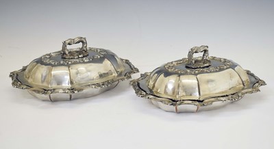 Lot 273 - Pair of 19th century silver plate on copper entrée dishes