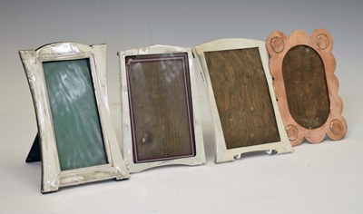 Lot 182 - Three silver mounted easel photo frames together with copper photograph frame