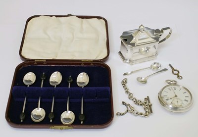 Lot 151 - Five George V silver Coffee Bean spoons, etc