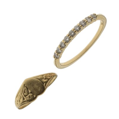 Lot 28 - Diamond nine-stone half eternity ring and a lady's signet ring (2)