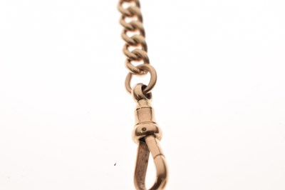 Lot 41 - Late Victorian yellow metal (9ct) 'rose gold' watch Albert chain with fob