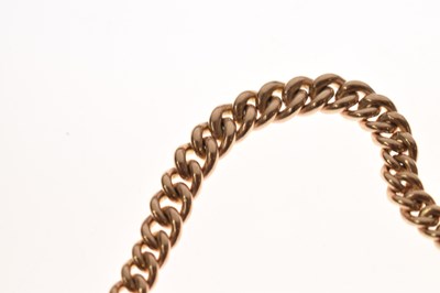 Lot 41 - Late Victorian yellow metal (9ct) 'rose gold' watch Albert chain with fob