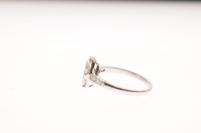 Lot 1 - Marquise diamond white metal solitaire ring with accompanying certificate