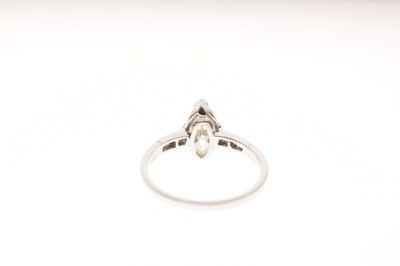 Lot 1 - Marquise diamond white metal solitaire ring with accompanying certificate
