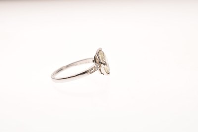 Lot 1 - Marquise diamond white metal solitaire ring with accompanying certificate