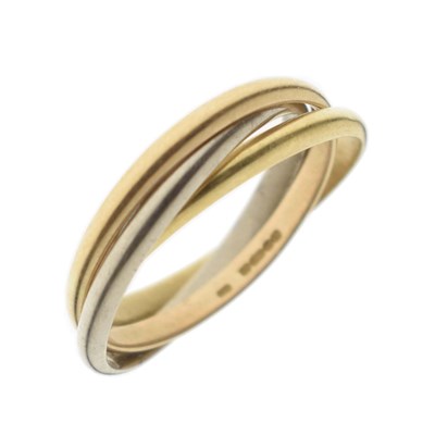 Lot 35 - 18ct gold three-colour 'Russian' wedding ring
