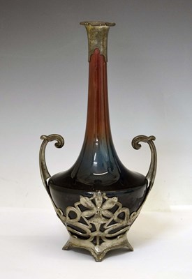 Lot 537 - Art Nouveau style pewter mounted art pottery vase