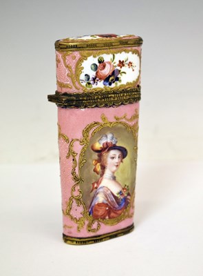 Lot 221 - Large George III South Staffordshire enamel etui