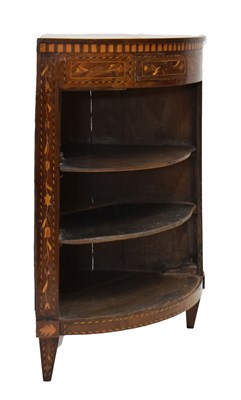 Lot 603 - 19th century marquetry floor standing corner cupboard