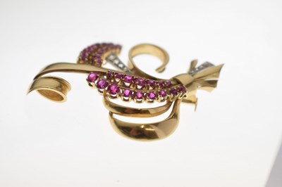 Lot 25 - Ruby and diamond spray brooch