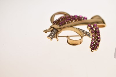 Lot 25 - Ruby and diamond spray brooch