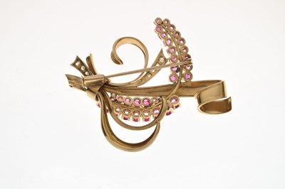 Lot 25 - Ruby and diamond spray brooch