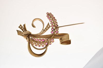 Lot 25 - Ruby and diamond spray brooch