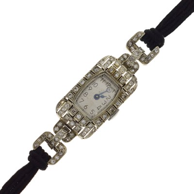 Lot 110 - Lady's Art Deco white gold cased cocktail watch