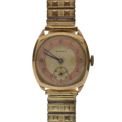 Lot 104 - Pierce - Early 20th century 9ct gold case bracelet watch
